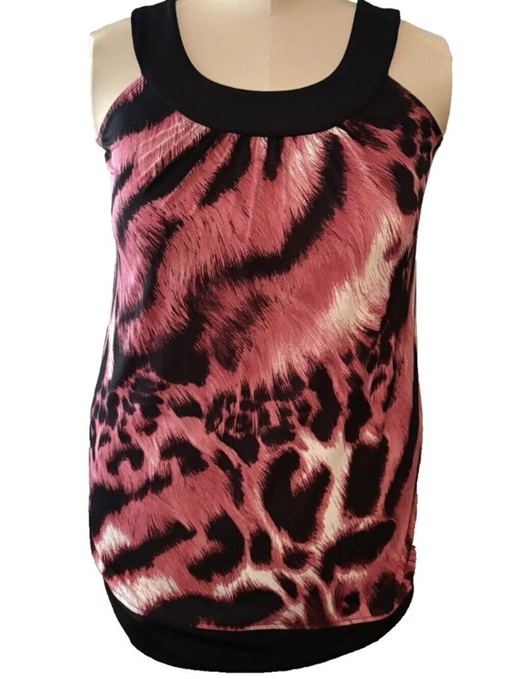 RONNI NICOLE Sleeveless Black & Pink Leopard Dress Women's Size 8